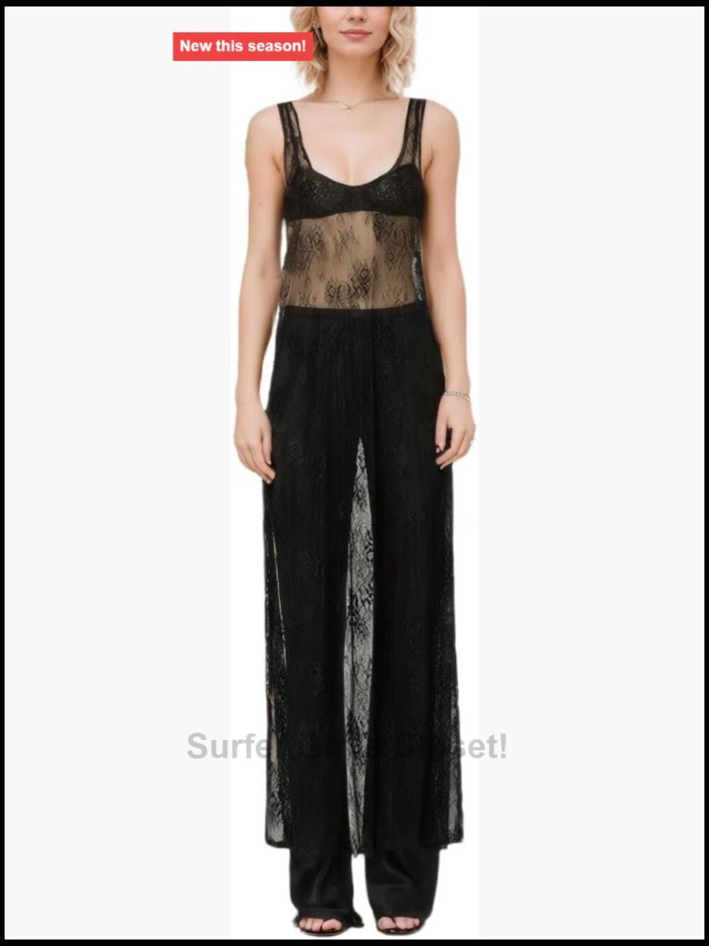 Sheer Lace Maxi Dress Backless Sleeveless Floral Bodycon Club Party